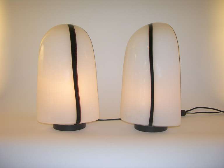 Kazuhide Takahama TIKI Pair of Italian Glass Lamps for Leucos 3