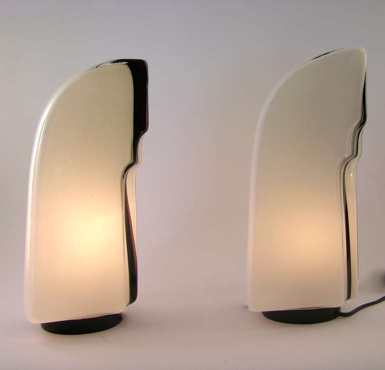 Kazuhide Takahama TIKI Pair of Italian Glass Lamps for Leucos 1