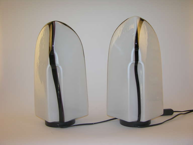 Kazuhide Takahama TIKI Pair of Italian Glass Lamps for Leucos 6