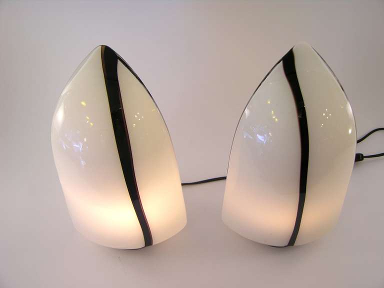 Kazuhide Takahama TIKI Pair of Italian Glass Lamps for Leucos 2