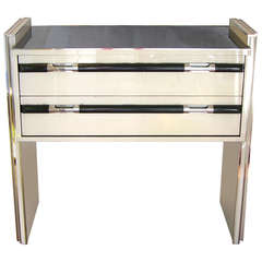 1970s Italian Design Floating Ivory White and Black Chest or Side Table/Console