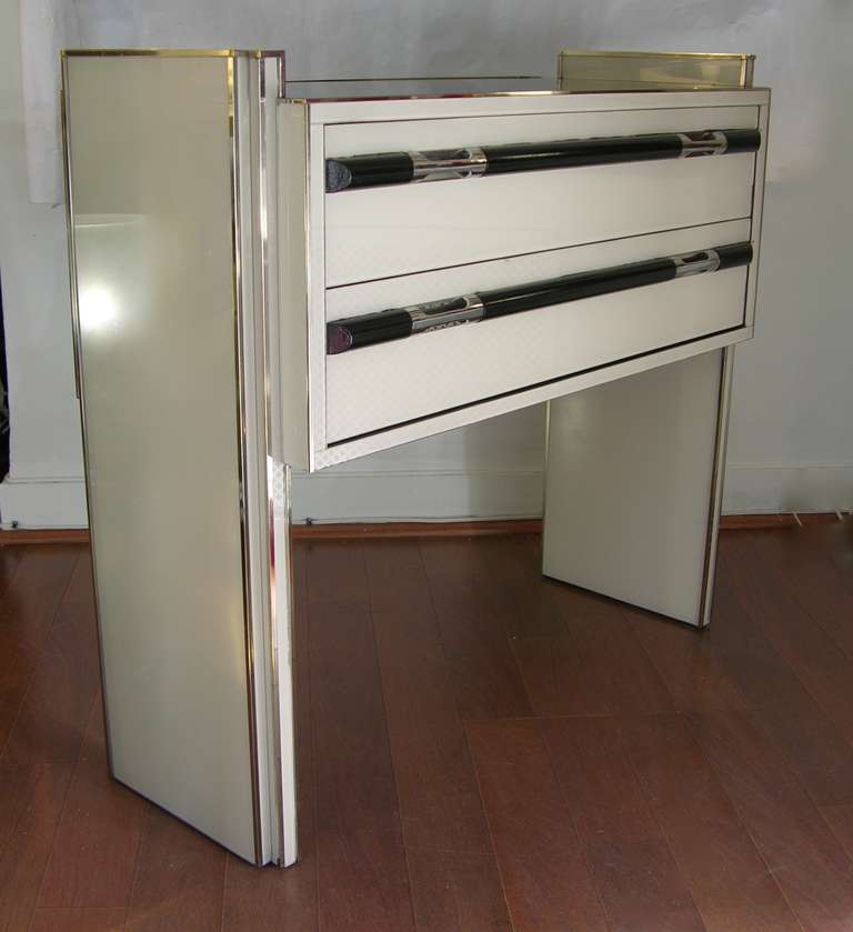 Late 20th Century 1970s Italian Design Floating Ivory White and Black Chest or Side Table/Console