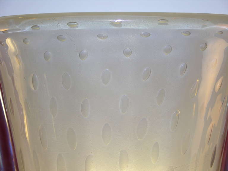Or Barovier & Toso - Grande paire de lampes en verre de Murano perlé aux accents rouges en vente