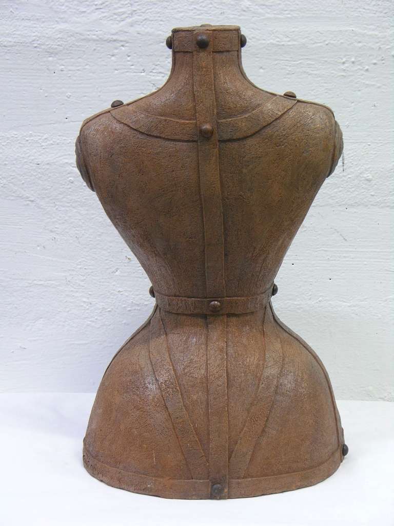 Contemporary Italian Modern Couture Sculpture of a Bust in Brown Terra Cotta 2