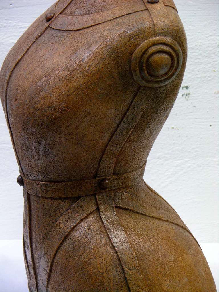 Organic Modern Contemporary Italian Modern Couture Sculpture of a Bust in Brown Terra Cotta