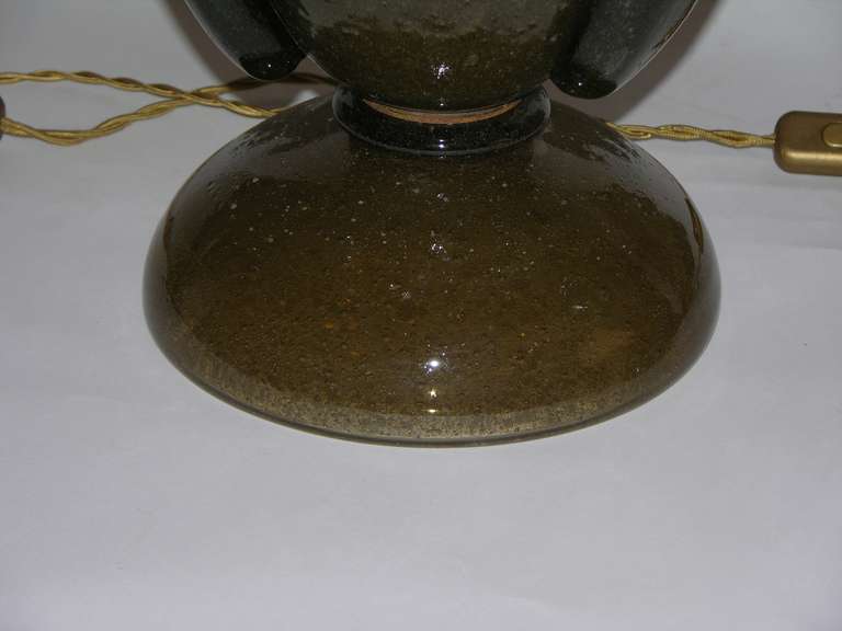 Rare Smoked Grey Pair of Murano Glass Lamps 2