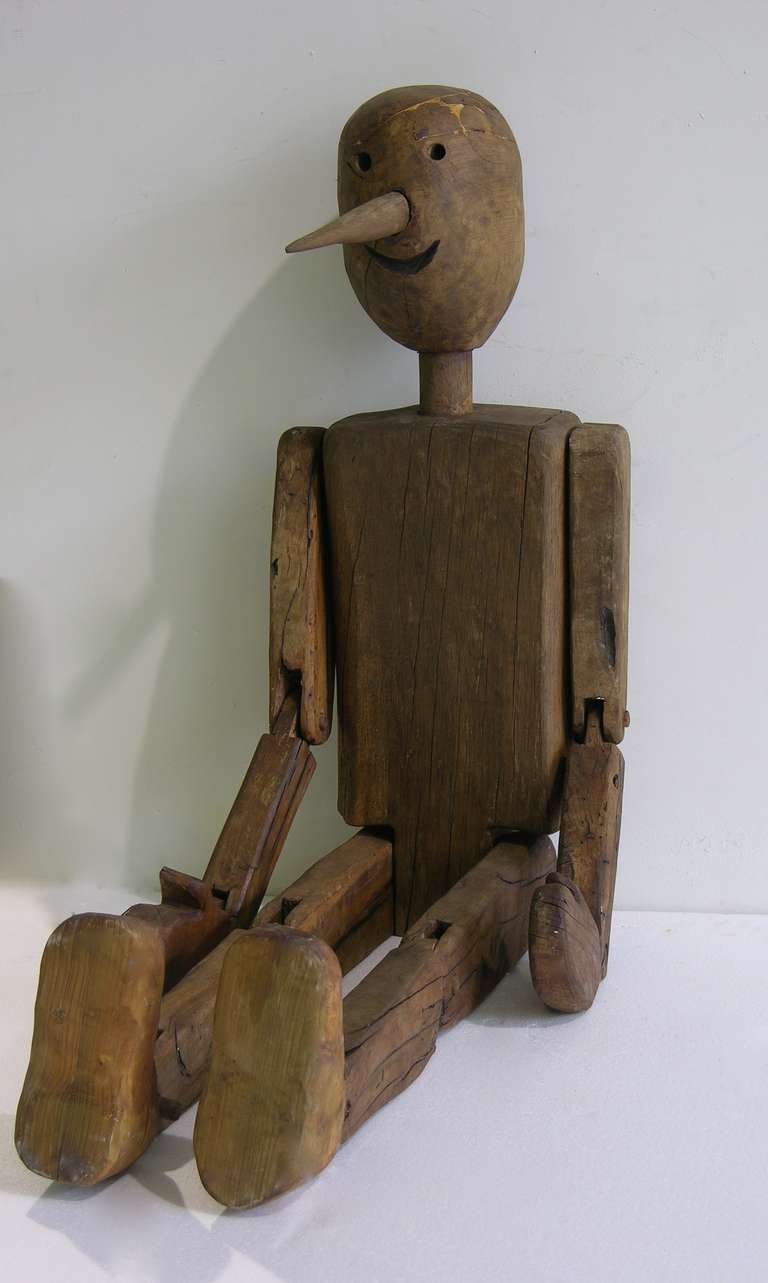 Folk Art Italian Articulated Wooden Pinocchio Sculpture