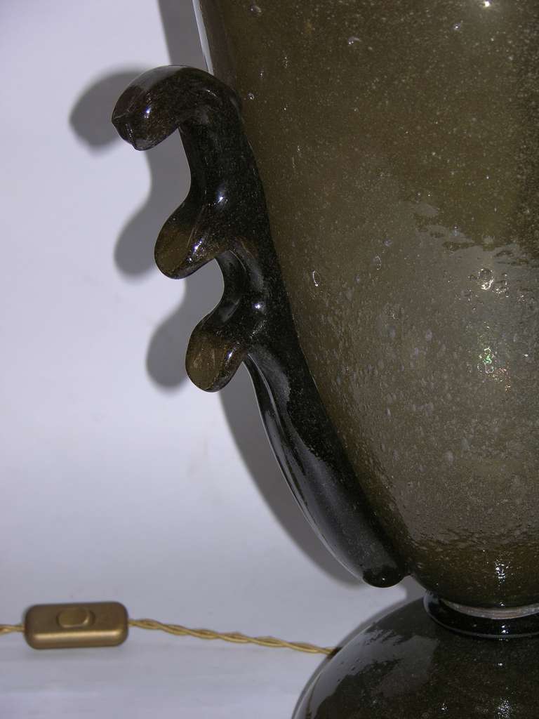 Rare Smoked Grey Pair of Murano Glass Lamps 4