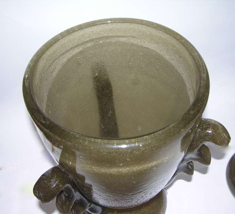 Mid-20th Century Rare Smoked Grey Pair of Murano Glass Lamps