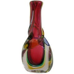 1970s Sculptural Italian Red Vase in Sommerso Murano Glass 2