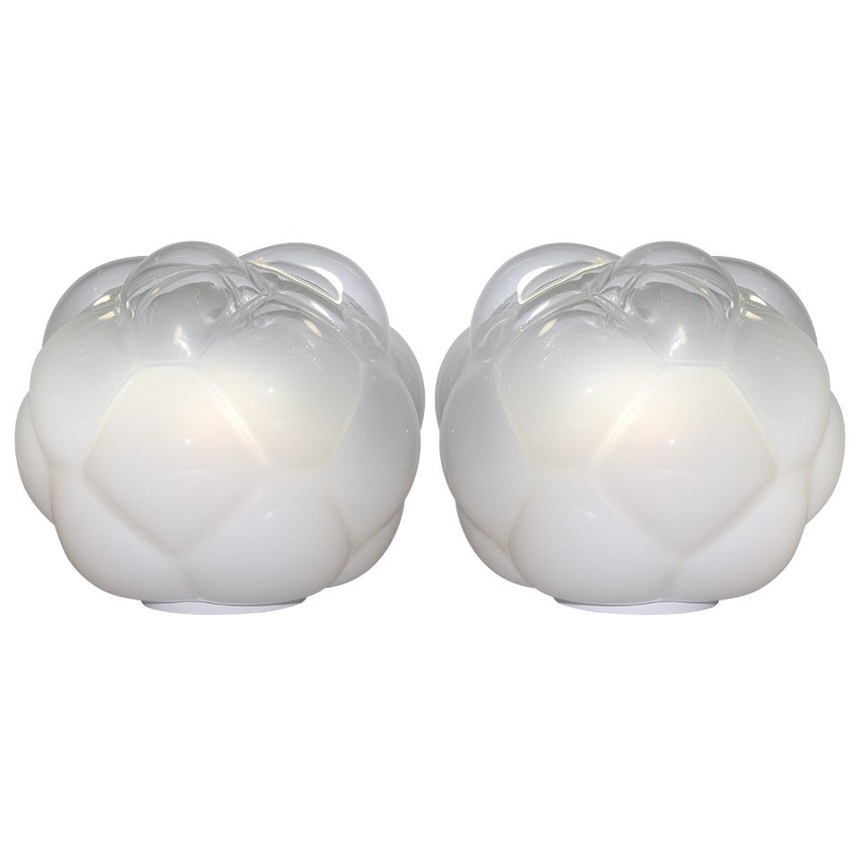 Vistosi Round Pair of Cloud Lamps in Blown Murano Glass