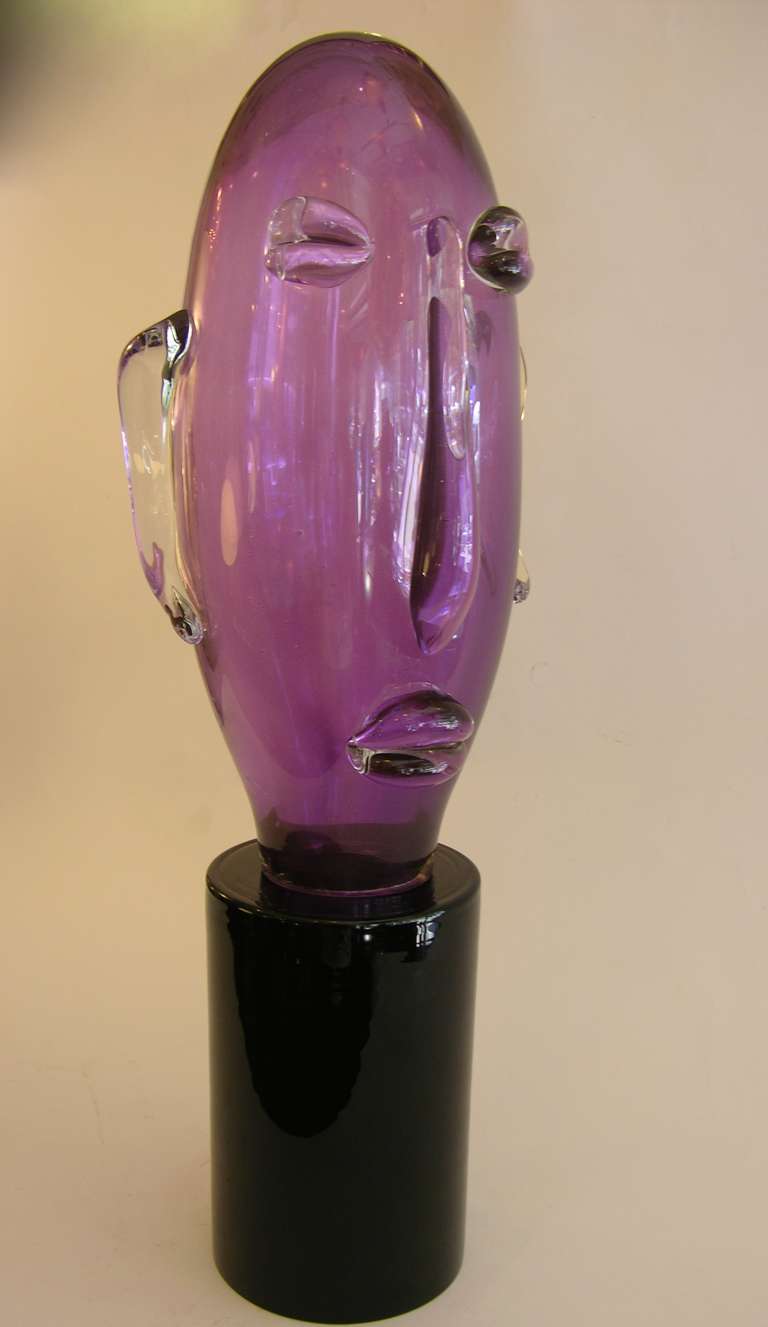Italian Modernist Head Glass Sculpture by Sergio Rossi In Excellent Condition In New York, NY