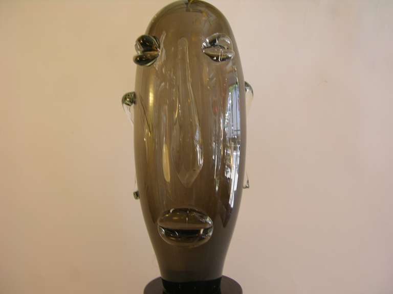 Italian Modernist Head Glass Sculpture by Sergio Rossi 1