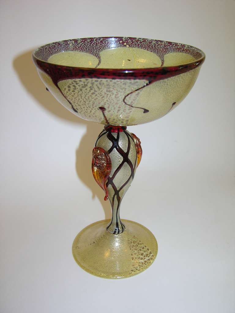 Set of Three Murano Glasses with Detailed Overlay by La Murrina In Excellent Condition In New York, NY