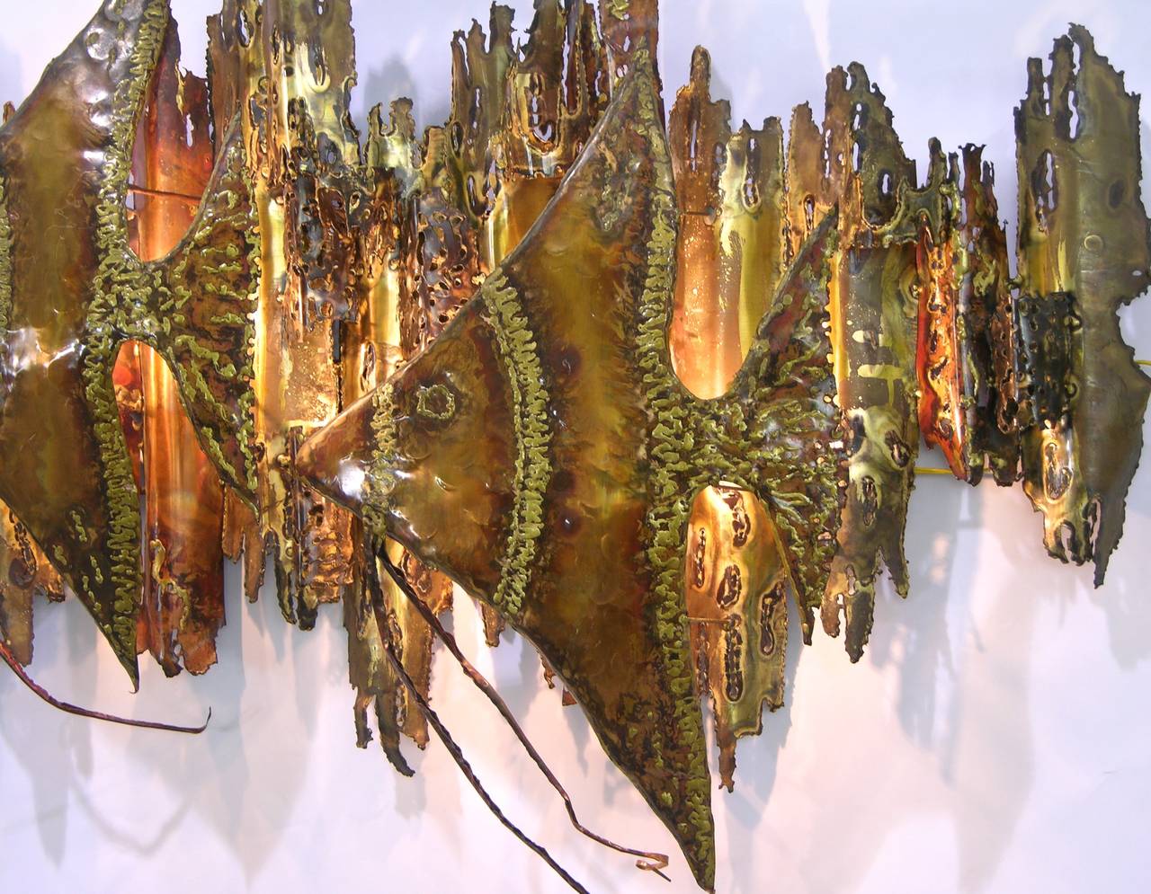 Vintage Brutalist Fish Wall Light Sculpture by Ernie Abdelnour 2
