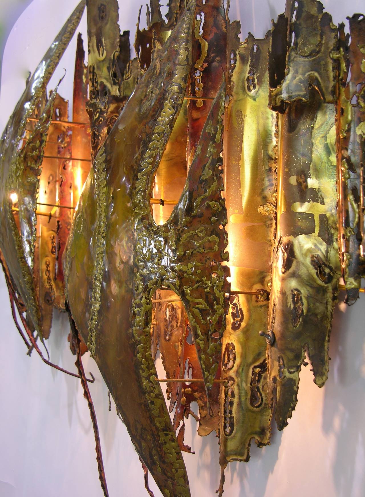 Late 20th Century Vintage Brutalist Fish Wall Light Sculpture by Ernie Abdelnour