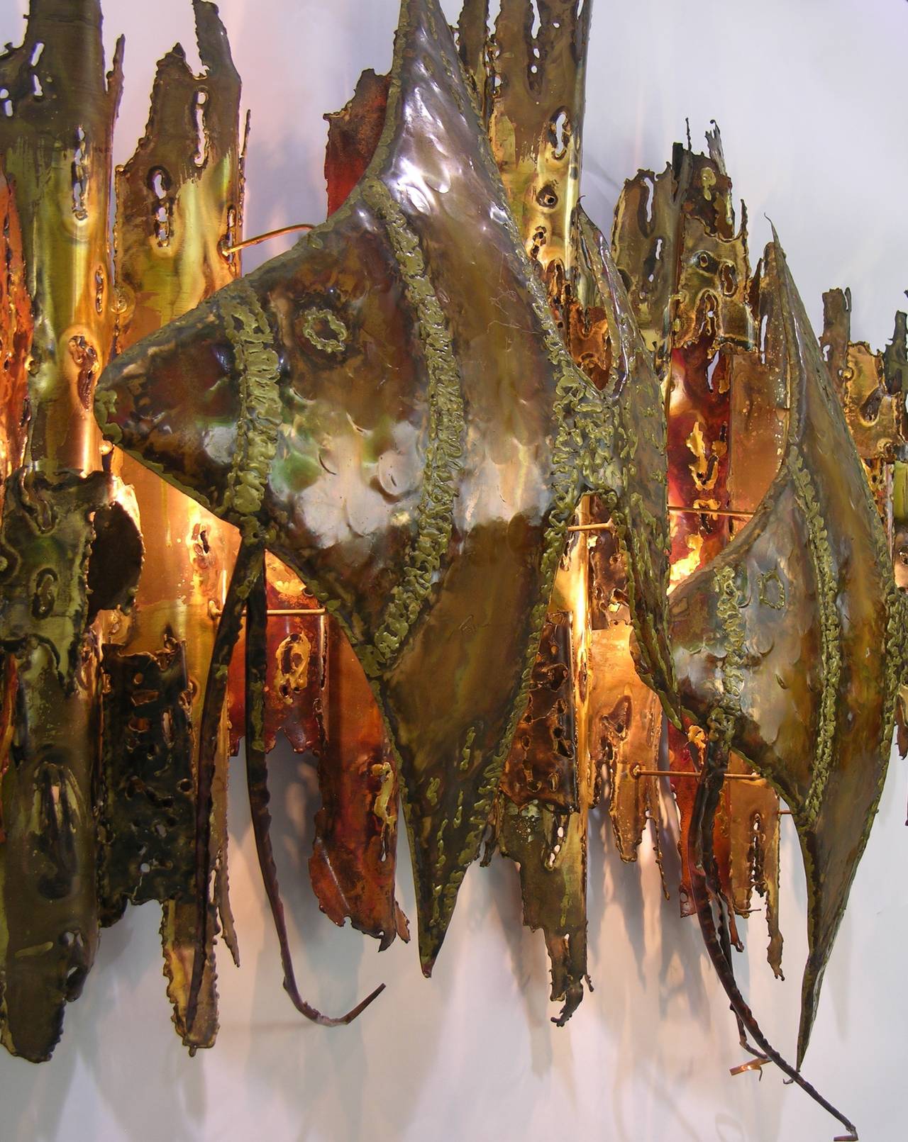 Hand-Crafted Vintage Brutalist Fish Wall Light Sculpture by Ernie Abdelnour