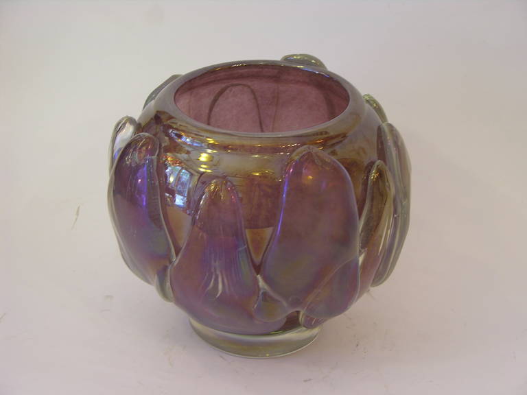 Sculptural Art Deco Design Amethyst Purple Murano Glass Vase 1