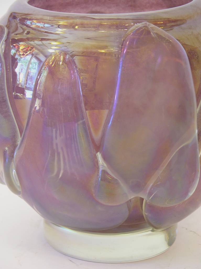 Italian Sculptural Art Deco Design Amethyst Purple Murano Glass Vase