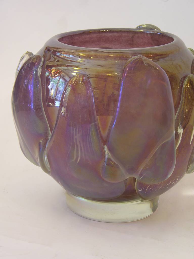 Blown Glass Sculptural Art Deco Design Amethyst Purple Murano Glass Vase