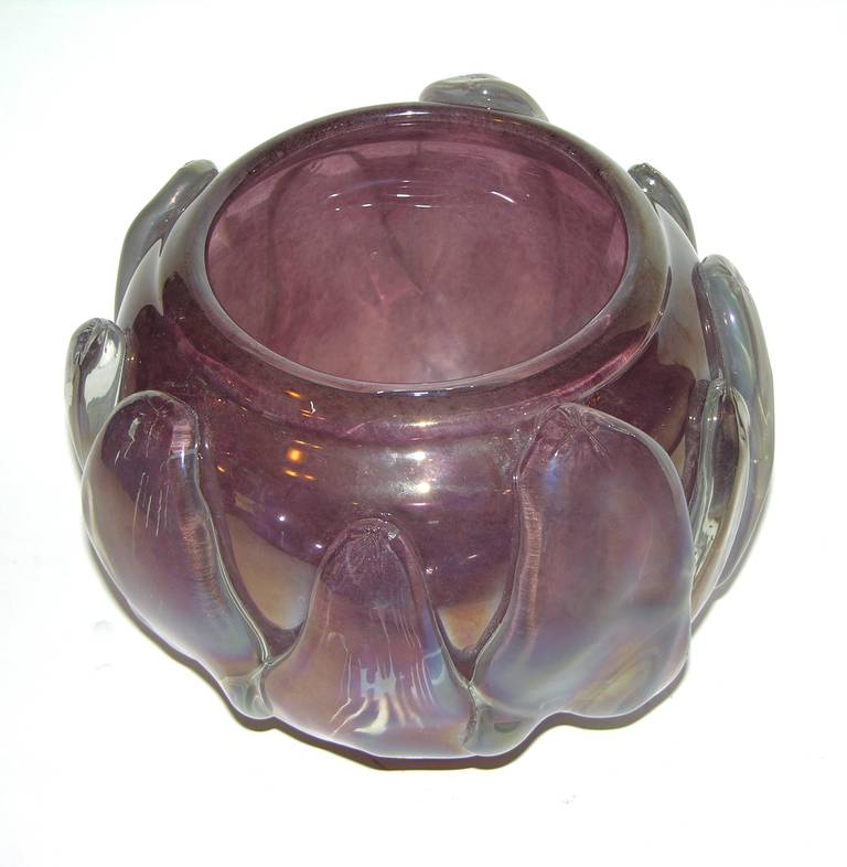 Hand-Crafted Sculptural Art Deco Design Amethyst Purple Murano Glass Vase