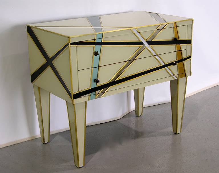 One of a Kind Italian Design Pair of Abstract Decor Chests or Side Tables