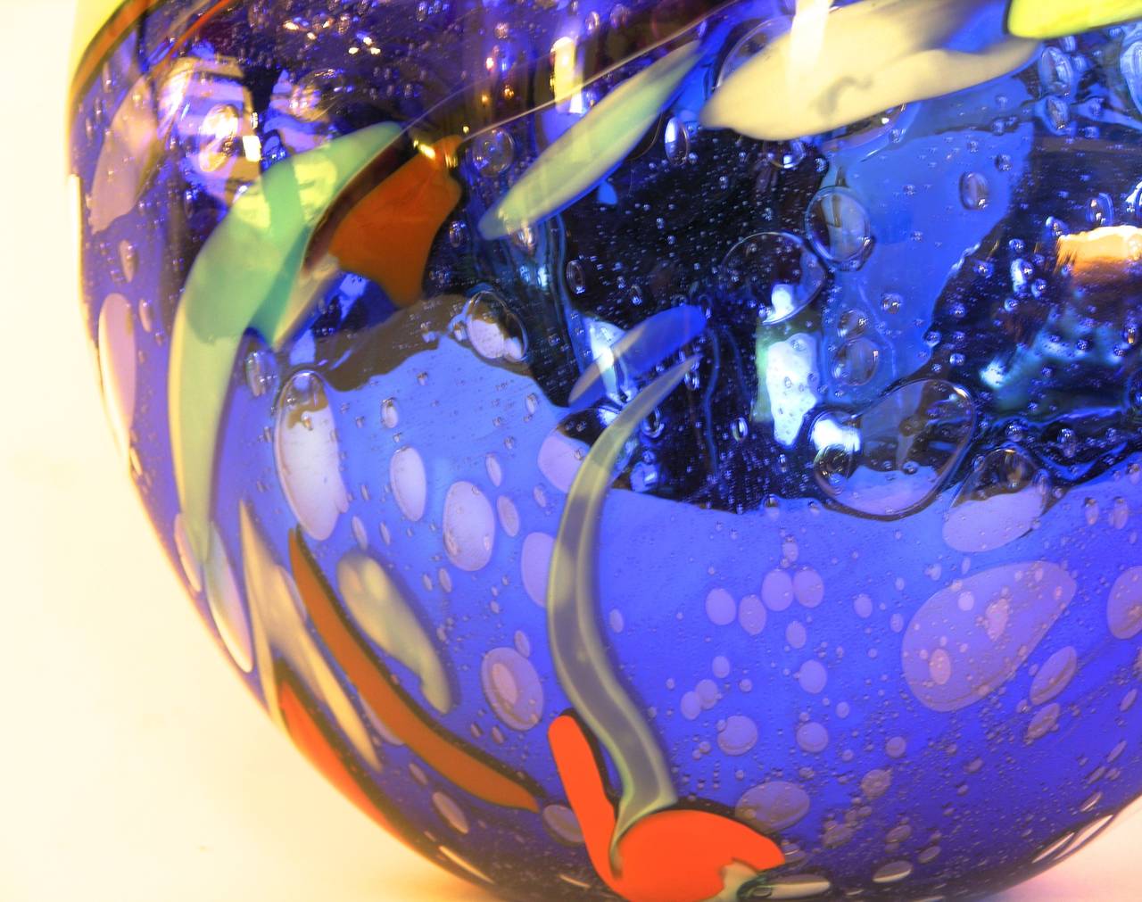 Italian Davide Dona Sculptural Mirrored Blue and Silver Colored Murano Glass Vase
