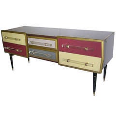 1960s Rare Italian Playful Sideboard/Console with Six Drawers 8