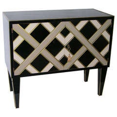1970s One of a Kind Italian Two Door Cabinet With Optical Geometric Design