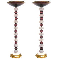 1970s Rare Italian Pair of Amethyst Murano Glass Floor Lamps