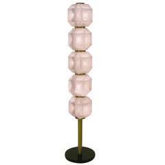 One-of a-Kind 1960 Italian Diamond Glass Floor Lamp