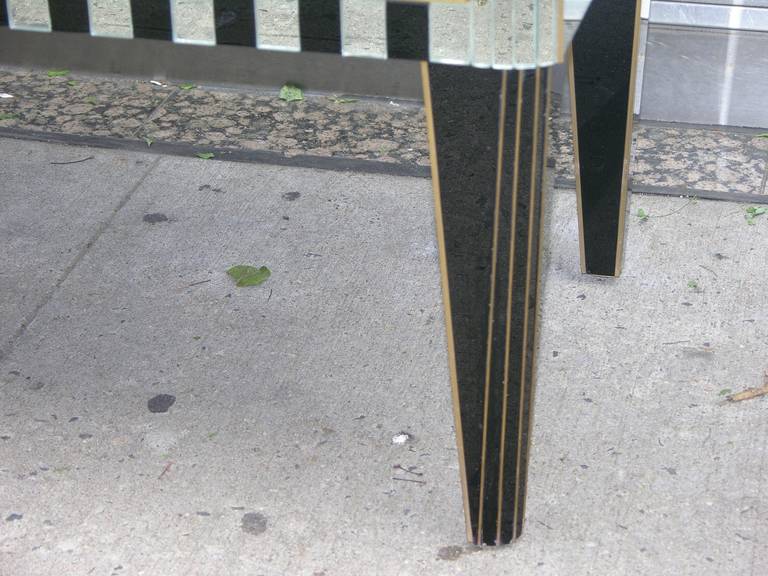 Late 20th Century 1970s Italian Pair of Vintage Mirrored Chests / Side Tables with Black Accents