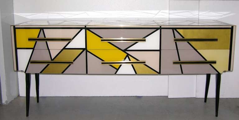 1970 One Of A Kind Italian Pop Design Colored Glass Sideboard / Chest In Excellent Condition In New York, NY