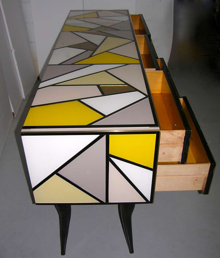 1970 One Of A Kind Italian Pop Design Colored Glass Sideboard / Chest 4