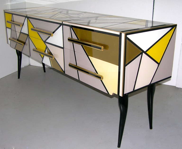 1970 One Of A Kind Italian Pop Design Colored Glass Sideboard / Chest 2