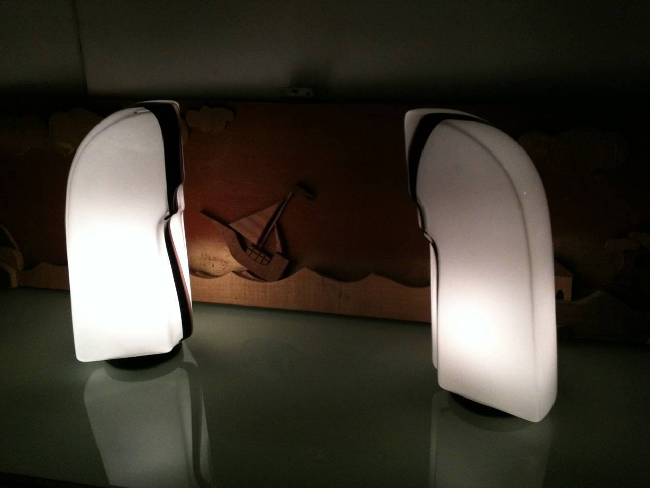 20th Century Kazuhide Takahama TIKI Pair of Italian Glass Lamps for Leucos