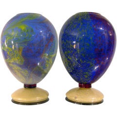 Vintage pair of colored Murano glass lamps