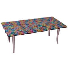 1970 Studio Davico Colorful Italian Design Table basse en verre