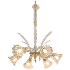 1930s Ercole Barovier Six-Light Crystal Clear Murano Glass Chandelier 10