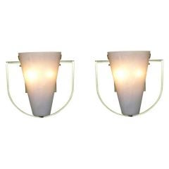 1960s Italian Pair of Murano Glass Wall Lights with Beveled Back Plate