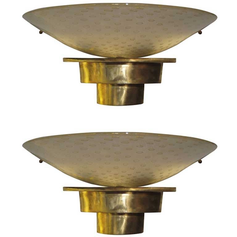 Vintage Italian Pair of Murano glass Wall Lights at 1stdibs