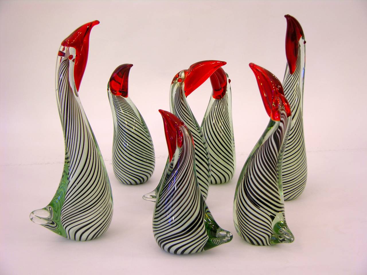 1970s Italian Murano Glass Family of Toucan Birds Sculptures 4
