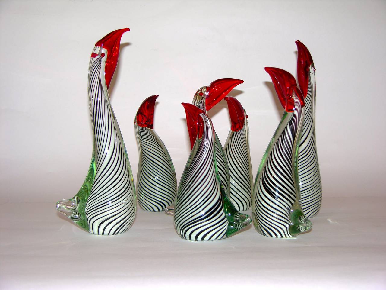 1970s Italian Murano Glass Family of Toucan Birds Sculptures In Good Condition In New York, NY