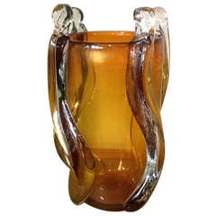 Italian Amber Glass Vase by Pino Signoretto