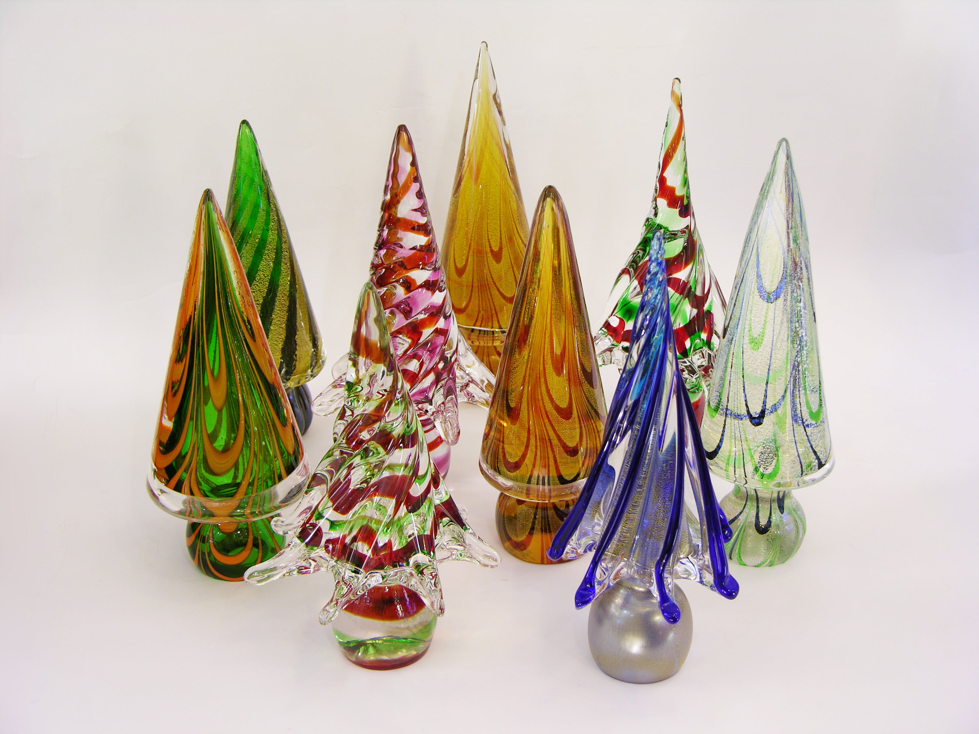 Vintage Italian Murano Glass Christmas Tree Sculptures by Formia