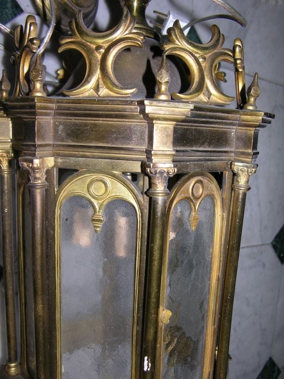Cast 19th Century 1860 French Antique Neoclassical Brass Lantern For Sale