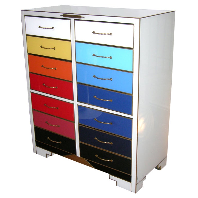 A Very Fun Vintage Chest Of Drawers In Colored Glass at 1stDibs