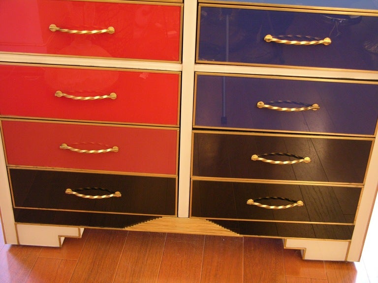 Brass A Very Fun Vintage Chest Of Drawers In Colored Glass