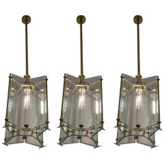 Vintage 1930s Set of Three Italian Star-Shaped Lanterns