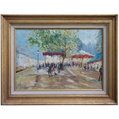 Street Scene, French oil on canvas by Paul Flaubert